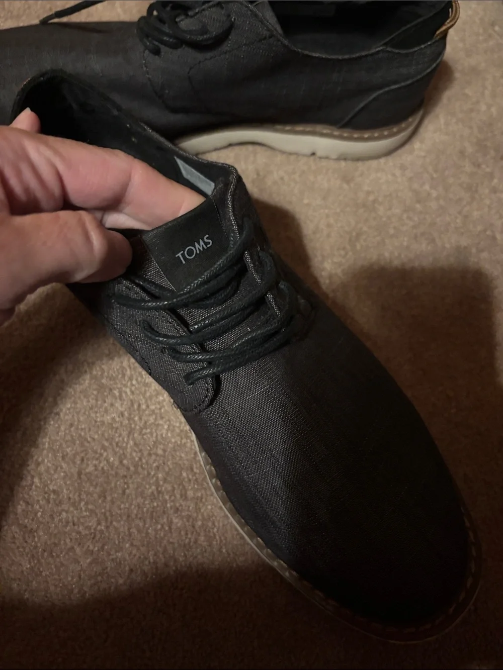 Toms Black Casual Derby Shoes with Cream Sole